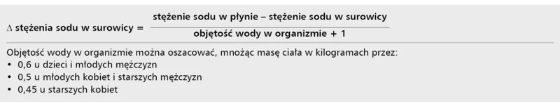 Tabela 2. Oczekiwany wzrost stężenia sodu w surowicy po dożylnym podaniu jednego litra płynu zawierającego chlorek sodu