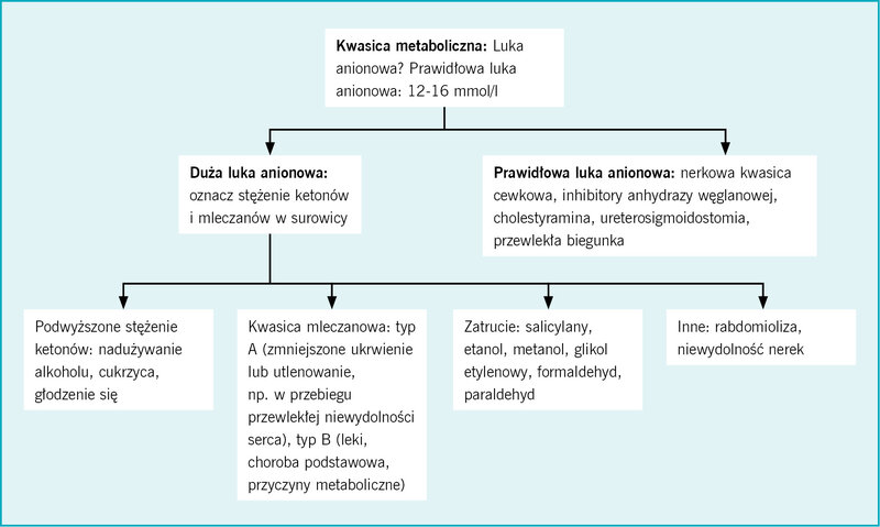 Rycina 2. Algorytm dotyczący klasyfikacji i rozpoznania kwasicy metabolicznej